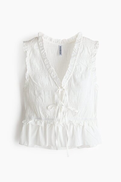 H&M Bağcık Detaylı ve Büzgülü Üst