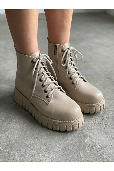 I Love Shoes Γυναικείες μπότες Norveta Μπεζ Ματ Δερμάτινες