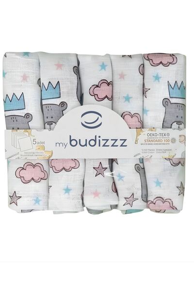 BUDİZZZ مجموعة من 5 مناديل مبللة للفم للأطفال مصنوعة من القطن بنسبة 100% - مع...