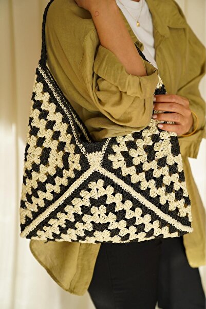 puffybagg ÜÇ MOTİFLİ ÖRGÜ ÇANTA