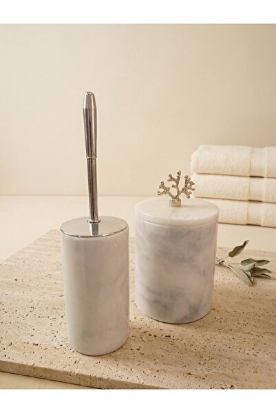 FARALYAHOME Κάδος απορριμμάτων από φυσικό μάρμαρο / Βούρτσα τουαλέτας σετ 2 τ...