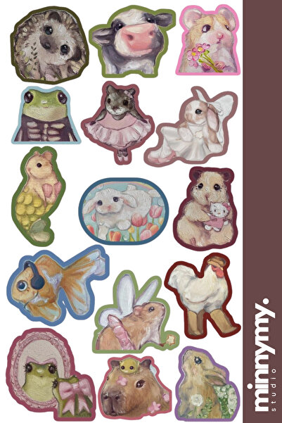 Minnymy Cute Animals Collection Sticker, Çıkartma, Ajanda, Günlük, Planlayıcı...