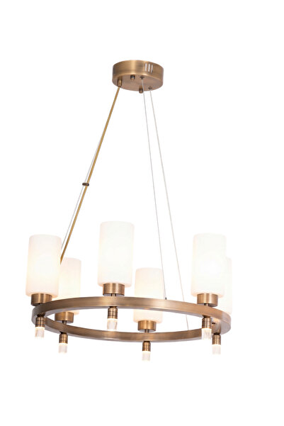 Avonni 1948-6E Eskitme Kaplama Modern Avize E27 Metal Cam H: 80 cm, Ø: 65 cm