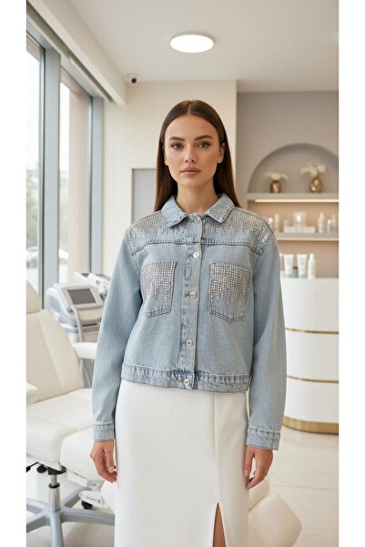 UTDU ÖNÜ VE ARKASI PUL PAYETLİ KISA KOT CEKET