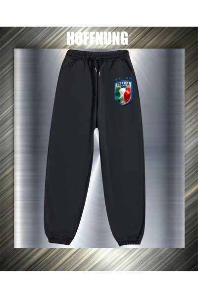 HOFFNUNG Unisex 2Ip Comfortable Fit Italian Logo Printed Sweatpants Shorts