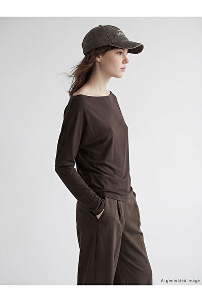 LC Waikiki XSIDE Καφέ μπλούζα με λαιμόκοψη καγιόκαπο