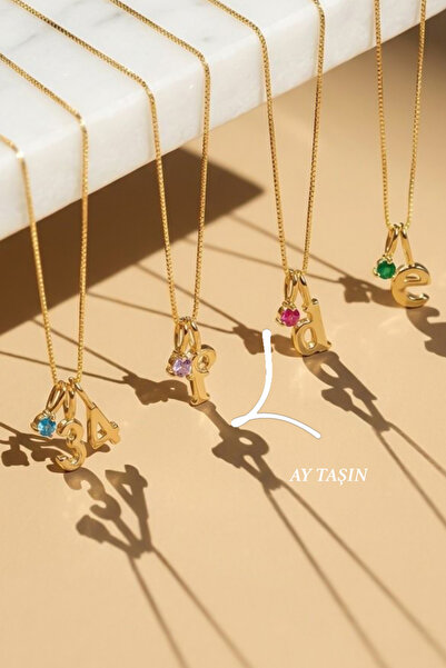 Mute Jewelry 925 Ayar Gümüş Mayıs Ay Taşı E Harf Kolye