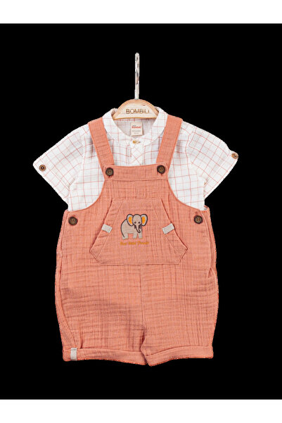 The-kid.co Elephant Embroidery – Boys’ 2-Piece Set - Salmon