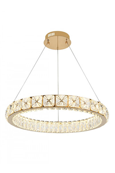 Avonni 55008-S60 Sarı Kaplama Klasik Avize LED Metal Kristal H: 90 cm, Ø: 60 cm
