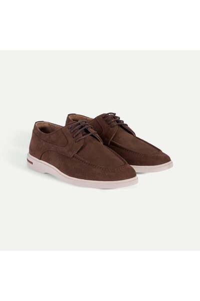 Desa Men's Brown Lace-Up Nubuck Leather Perforated Casual Shoes