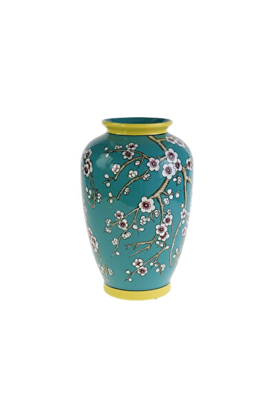 Azay Sakura Vase, porcelain blue/yellow
