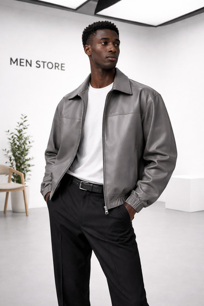 MenStore erkek oversize deri ceket