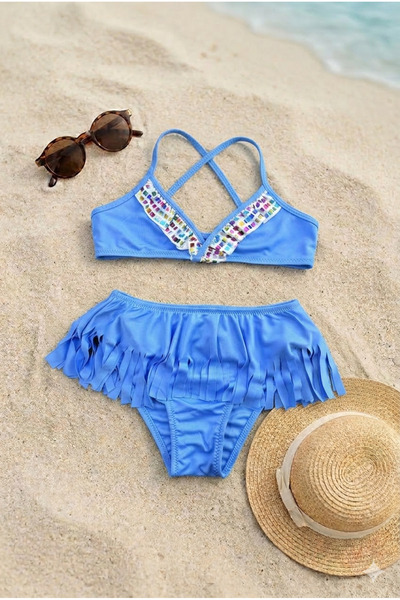 Nilmay mayo Girl's Ruffled Bikini Set