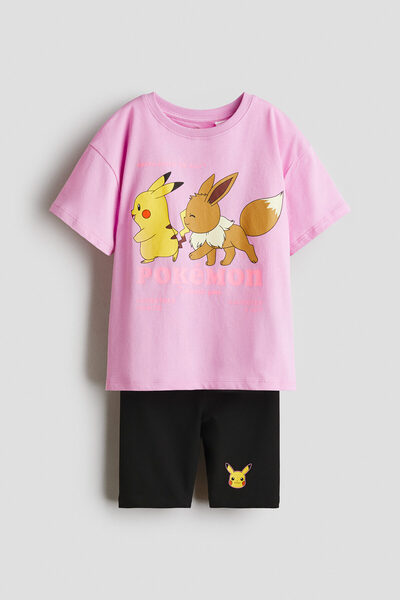 H&M 2 Parçalı Pamuklu ve Baskılı Set