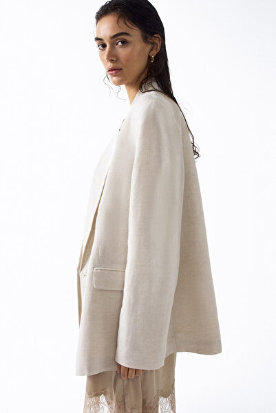 H&M Keten Karışımlı Kruvaze Blazer