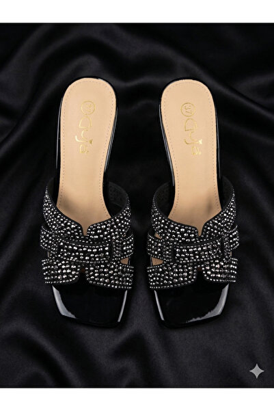 Guja Taşlı Abiye Terlik ,7cm topuk