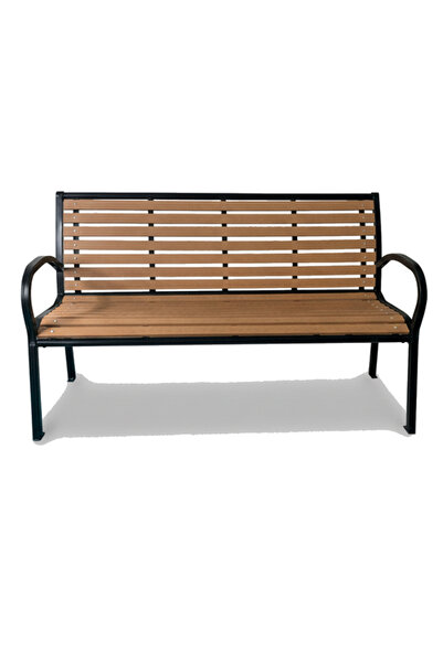 SERSIMO Bancă de grădină cu spătar decorativ și imitație de lemn, 125x60x80cm...