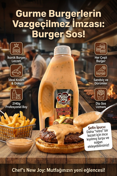 chef's new joy professional Burger Sos 2140 G x 6 Adet - 1 Koli (Koli Bazlı Avantaj Paketi)