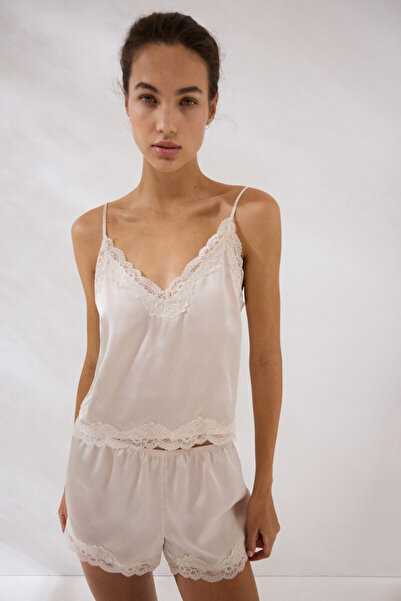 H&M Dantel Şeritli Saten Pijama Takımı