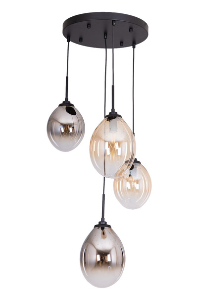 Avonni 1959-4T-BSY Siyah Boya Modern Avize E14 Metal Cam H: 100 cm, Ø: 35 cm