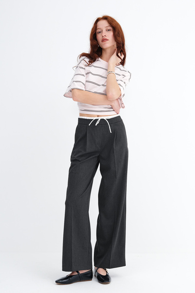 Addax Pantaloni cu talie dublă detaliată PN1433