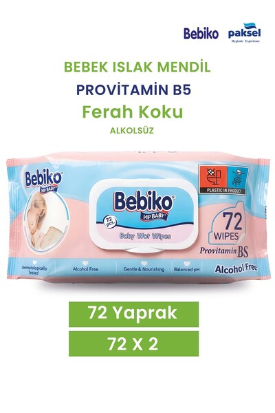 Bebiko Bebek Islak Mendil - Provitamin B5 Ferah Kokulu Losyonlu & Kapaklı Isl...
