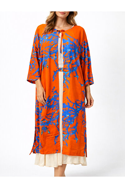 Yena Tekstil Orange Patterned Kimono