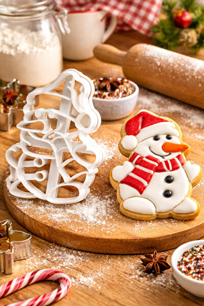 Onflow قالب تشكيل بسكويت رجل الثلج لعيد الميلاد وتشكيل العجين