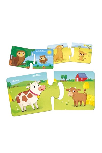 OEM Puzzle educativ din 4 piese cu animale domestice Mama si Puiul, copiii + ...