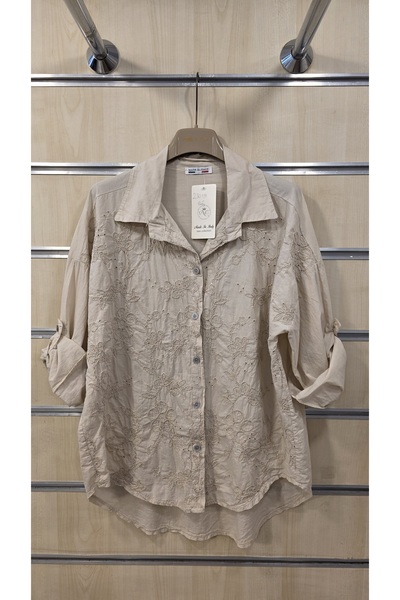 Park Moda Shirt with Sequin Detail, 100% Cotton