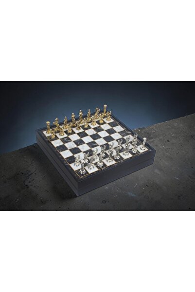 e-life shop مجموعة شطرنج معدنية فاخرة مع صندوق تخزين، تماثيل خيول بيجاسوس مطل...