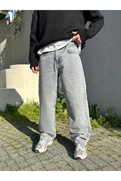 DIRECTIVE JEANS Men's Baggy Loose Fit Denim Trousers Jeans Blue Gray