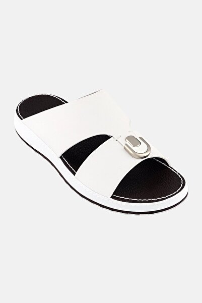 London Fog Men Slip On Arabic Sandals, White