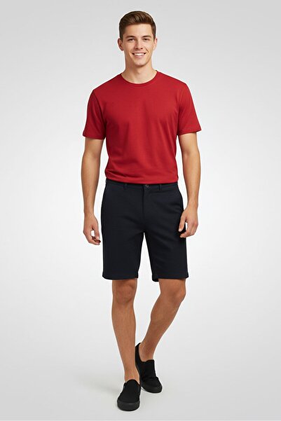 SANDRO Men Regular Fit Solid Chino Shorts, Dark Navy