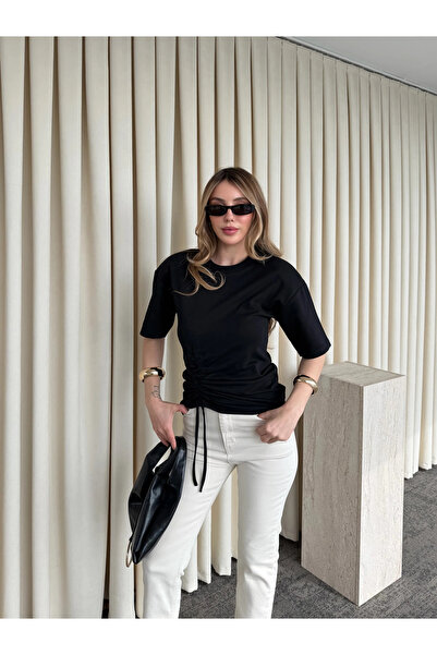 Laluvia Μαύρη μπλούζα με πλαϊνές τσέπες - ÖB261025