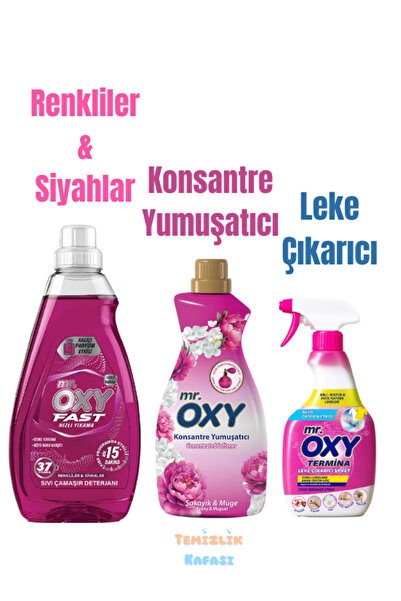 MR.OXY Hızlı Yıkama Sıvı Çamaşır Det.1480 Ml+Termina Leke Çıkarıcı 750 Ml+Kon...