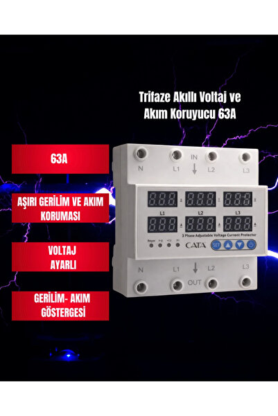 CT-9199 Trifaze Akıllı Voltaj ve Akım Koruyucu 63A