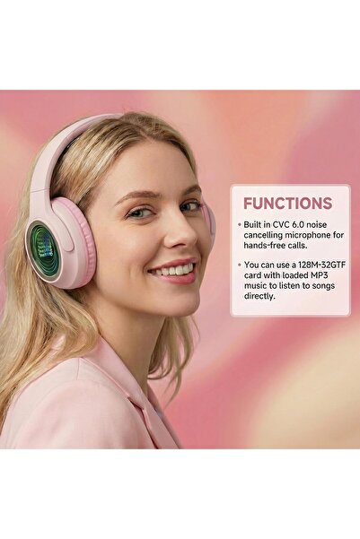Motoq Motoyqi Over Ear Wireless Headphones with Built-in Display, Bluetooth 5.1, CVC 6.0 Noise Cancelling