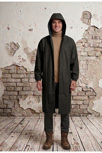 O.M.D Waterproof Fishing Raincoat, Pvc Rainwear, Hooded Black Raincoat