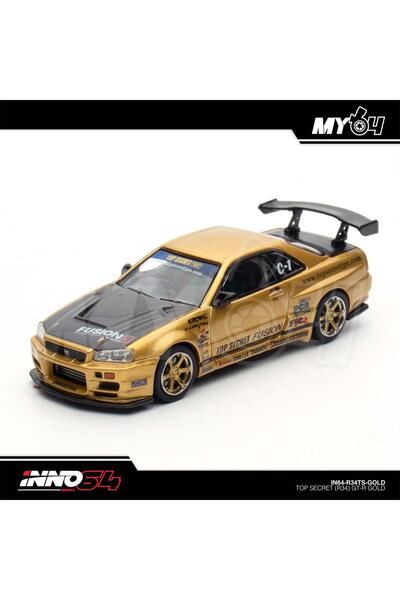 Inno Inno64 1/64 Scale Nissan R34 Gt-R Gold Top Secret Model Car Diecast Car ...