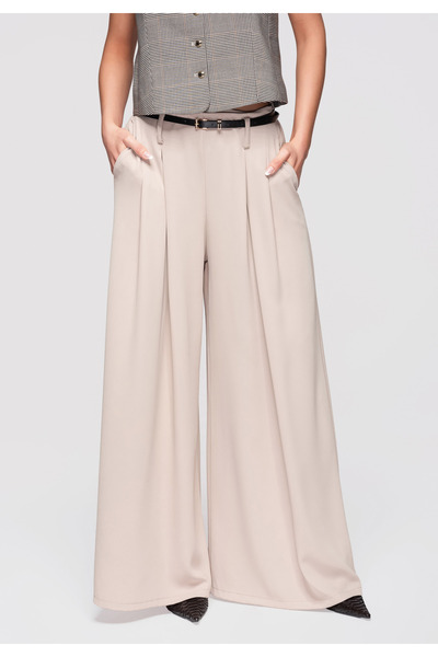 OMBRE Women's High Waist Wide Leg Pants OW-PACP-0100 Beige