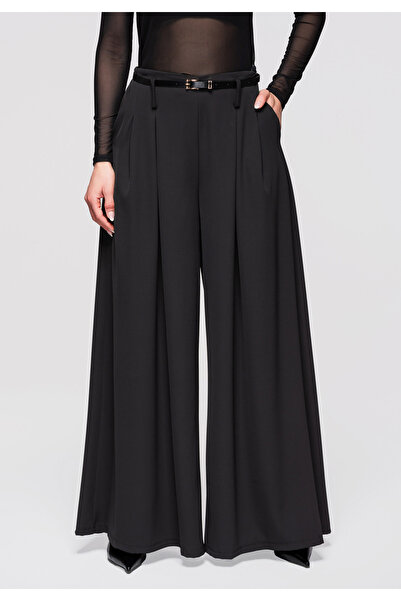 OMBRE Women's High Waist Wide Leg Pants OW-PACP-0100 Black