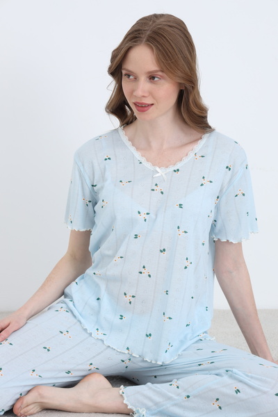 ELİTOL Jacquard Viscose Lace Women's Pajama Set