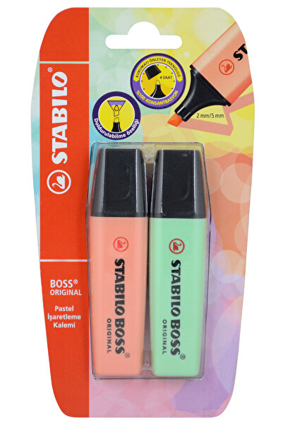 Stabilo BOSS ORIGINAL Pastel Renk Fosforlu Kalem 2'li Blistr
