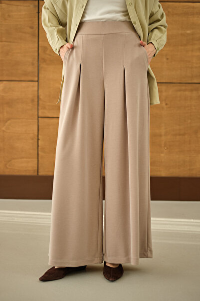 LOCCO Pantaloni largi de damă crem