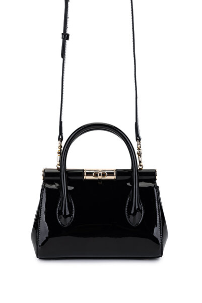 Tamer Tanca Women's Faux Leather Black Patent Leather Handbag