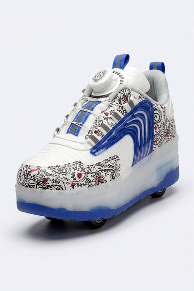 LETAO حذاء تزلج بعجلات للفتيات مزود بإضاءة LED هجينة و4 عجلات سهل الارتداء