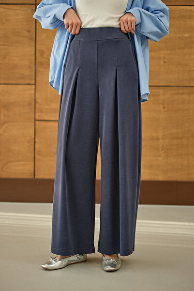 LOCCO Pantaloni largi de damă, albastru indigo