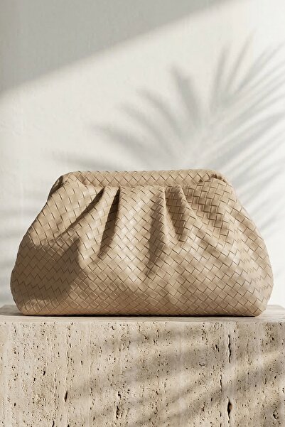 InStyle Τσάντα Clutch με Πλεκτό Σχέδιο και Υφή Πέτρας