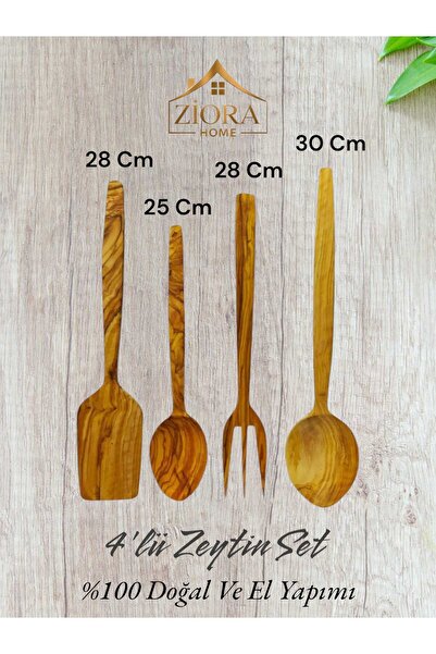 ZİORA HOME Olive Tree Handmade Spoon Spatula Set of 4